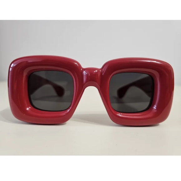 Loewe Inflated Rectangular Red Frame Sunglasses - Picture 7 of 9